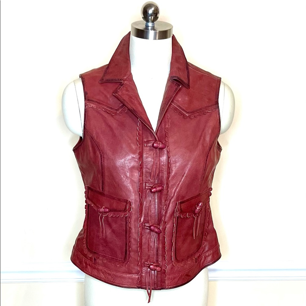 Ryan Michael Red Leather Vest
